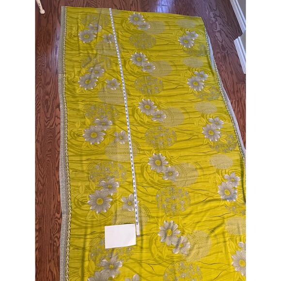 Women’s Yellow Floral Sheer Embellished Oversized Scarf Wrap - Picture 7 of 8